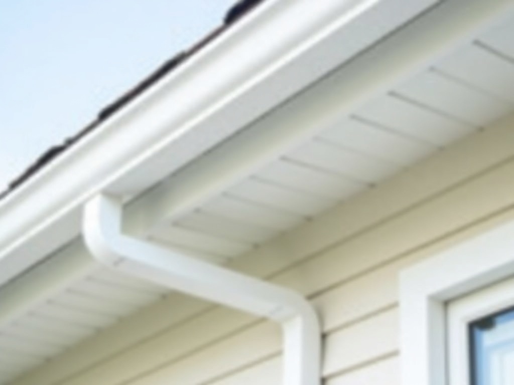 Freshly repaired soffit panels showing clean professional finish after roofline restoration